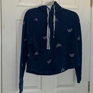 Stitch hoodie, blue and white